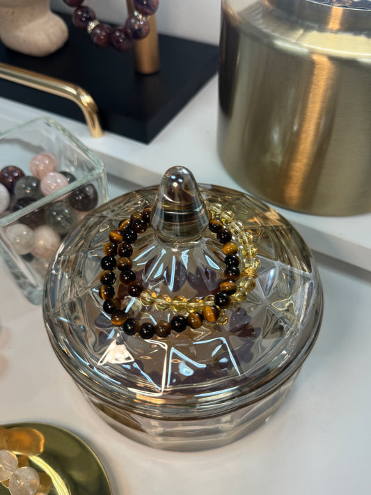 Citrine + Tiger Eye Double Circle Energy Bracelet