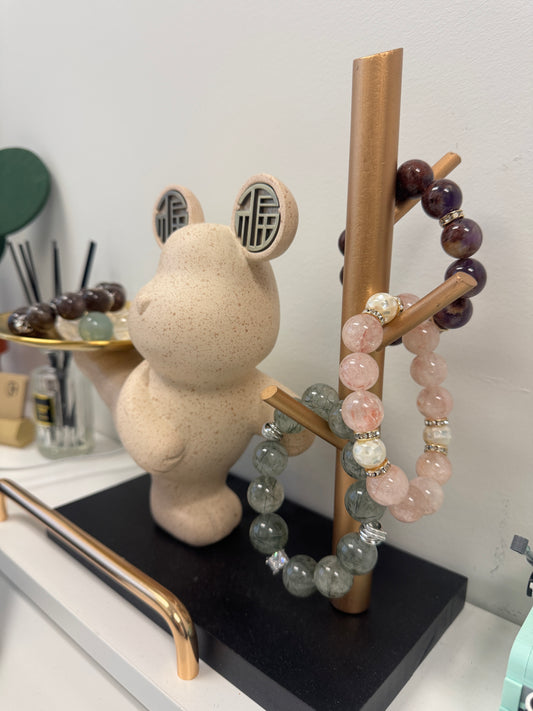 Koi Pink Azeztulite Phantom Quartz Bracelet