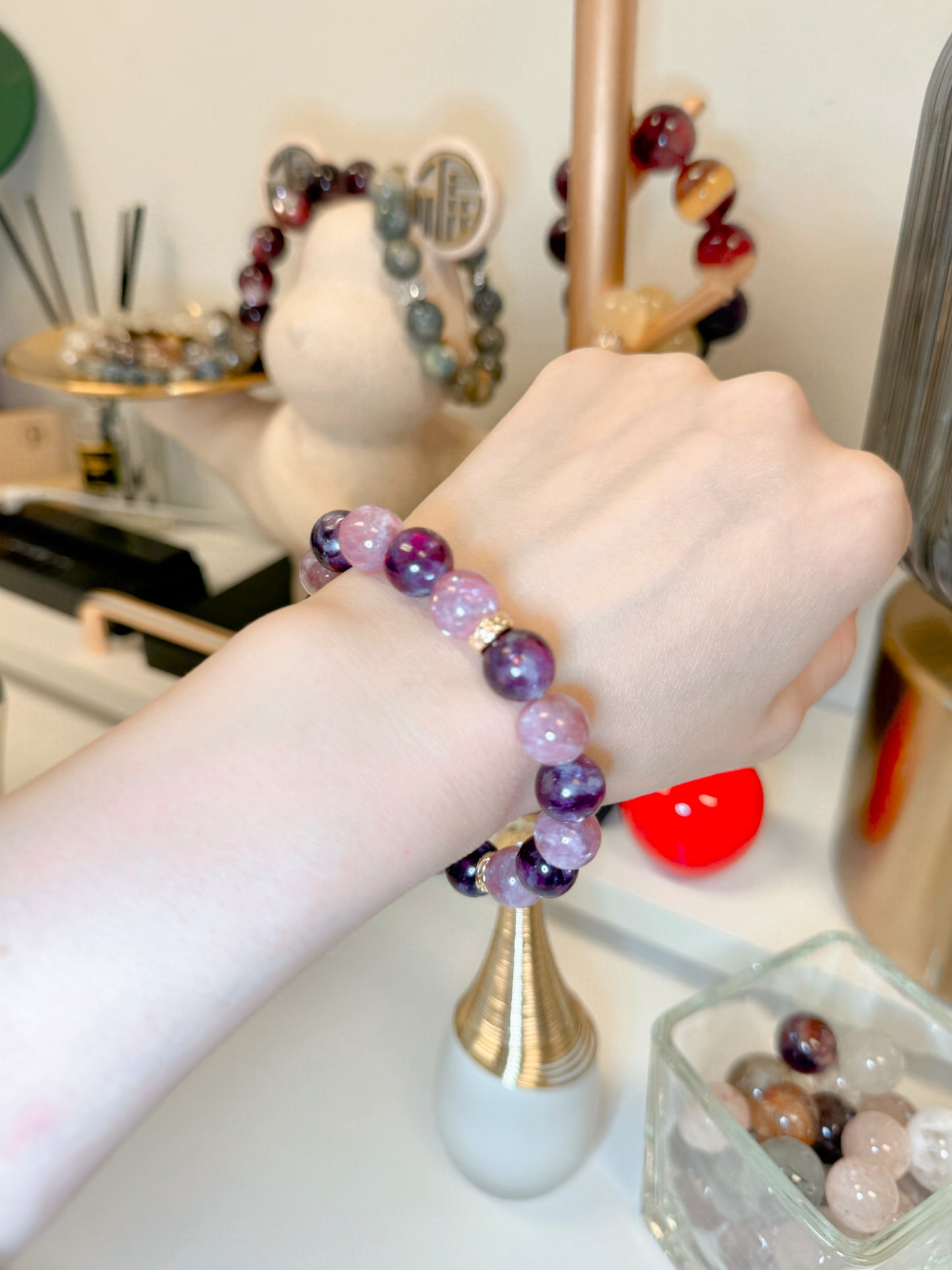 Pink Phantom + Purple Phantom Quartz Bracelet