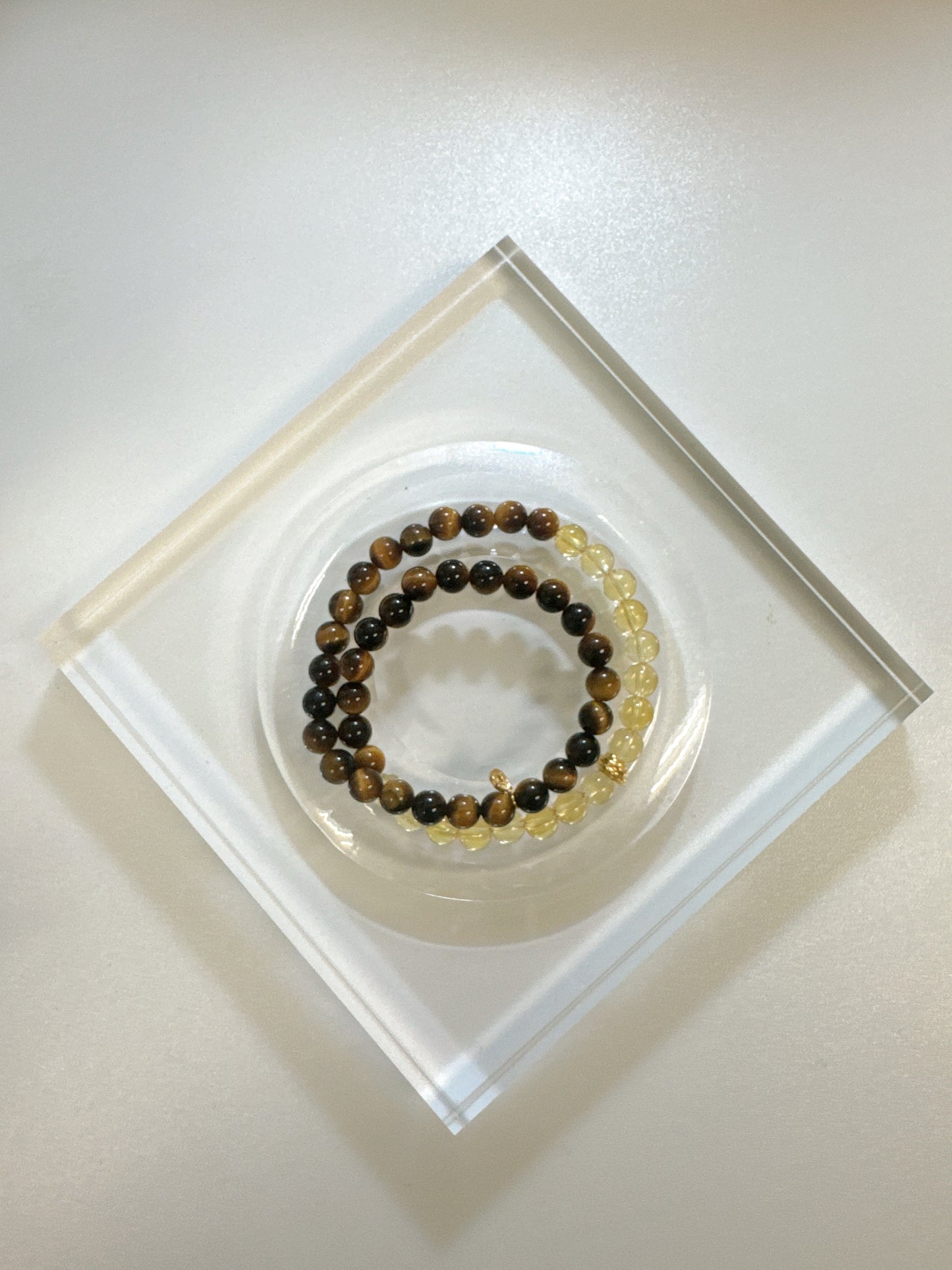Citrine + Tiger Eye Double Circle Energy Bracelet