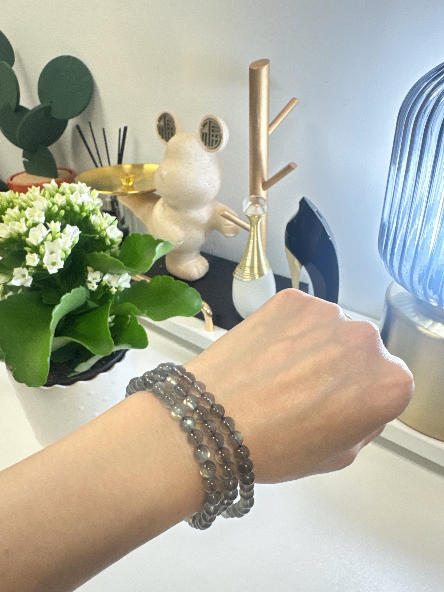 Natural Gray Moonstone Multi-Strand Bracelet
